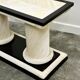 1970s Howard Dilday Organic Rattan Console Table with Black Lacquer Border.