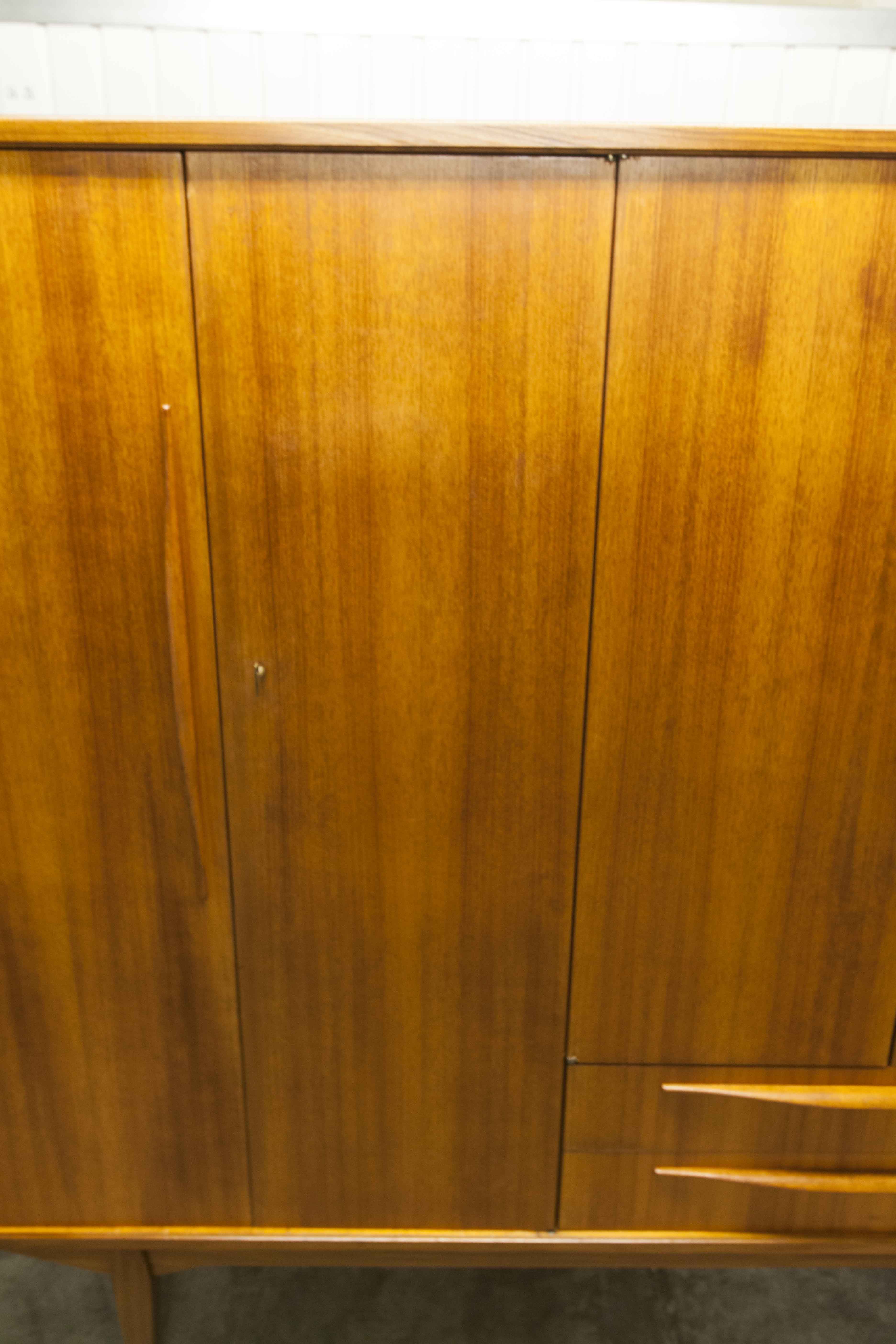 Scandinavian teak cabinet 4 doors 2+1 drawers wardrobe 1960