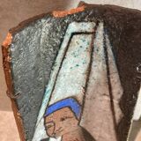 Terracotta tile with enamel decoration of a lady of the high nobility signed OGD