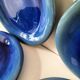 6 grandes assiettes plates en grès bleu cobalt et turquoise