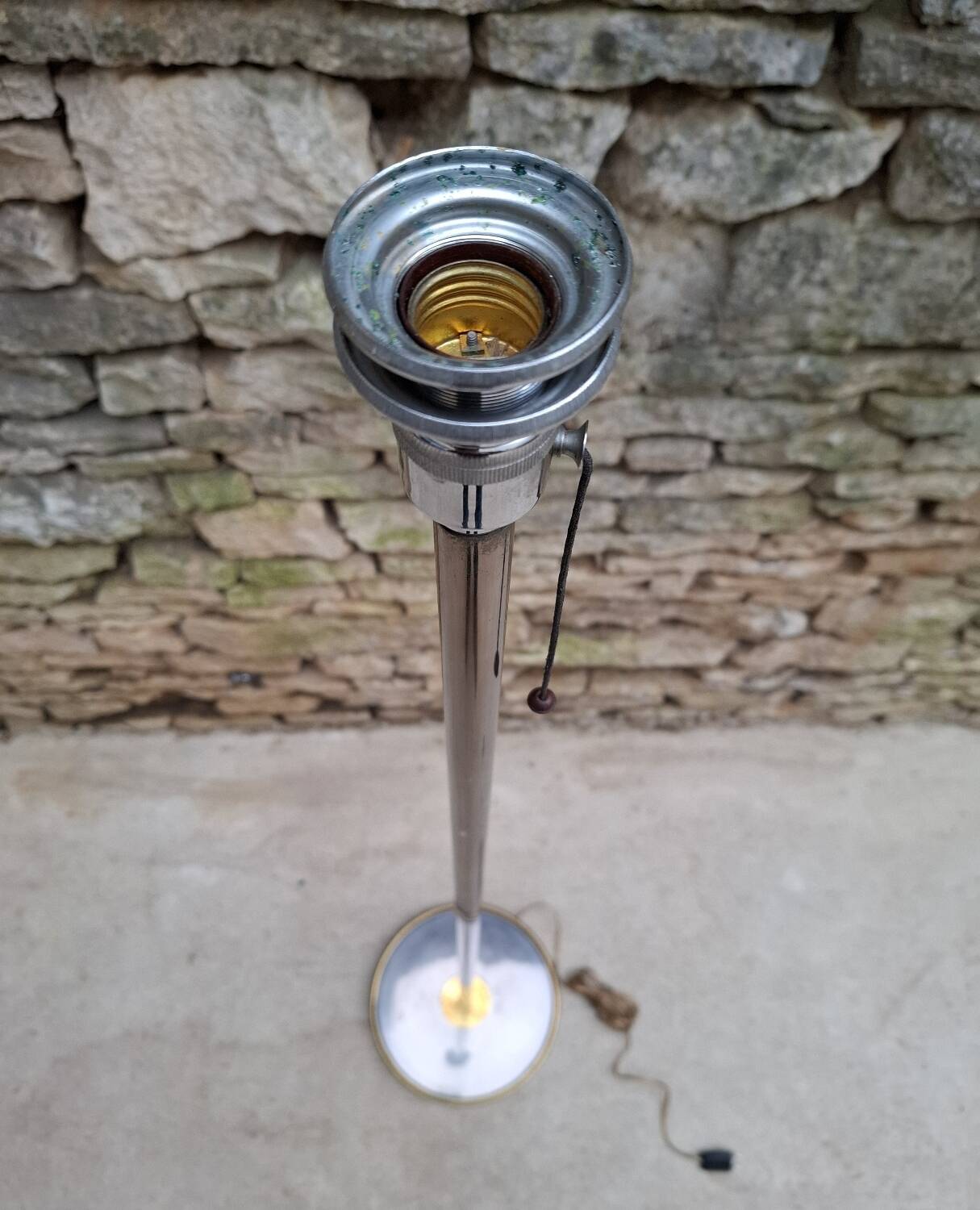 Chrome and brass floor lamp