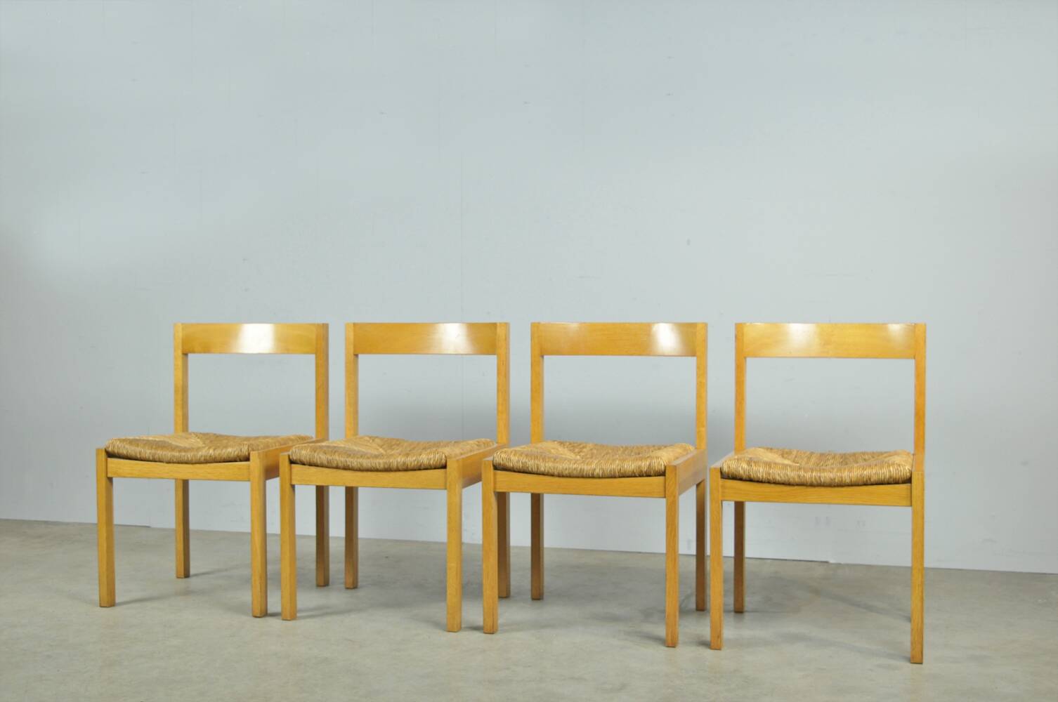 Vintage dutch design oak dining chairs, 1960s