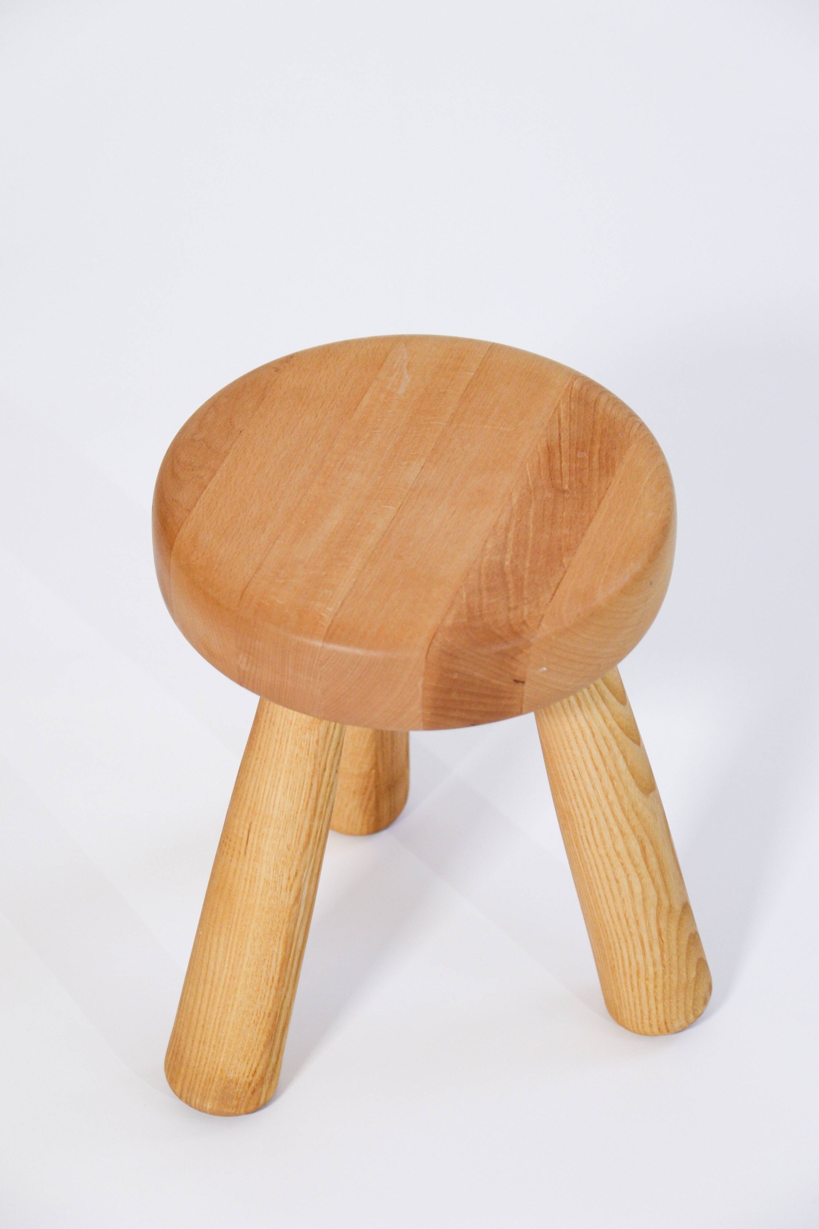 Scandinavian Ingvar Hildingsson stool, beech and ash, 1970, Sweden.