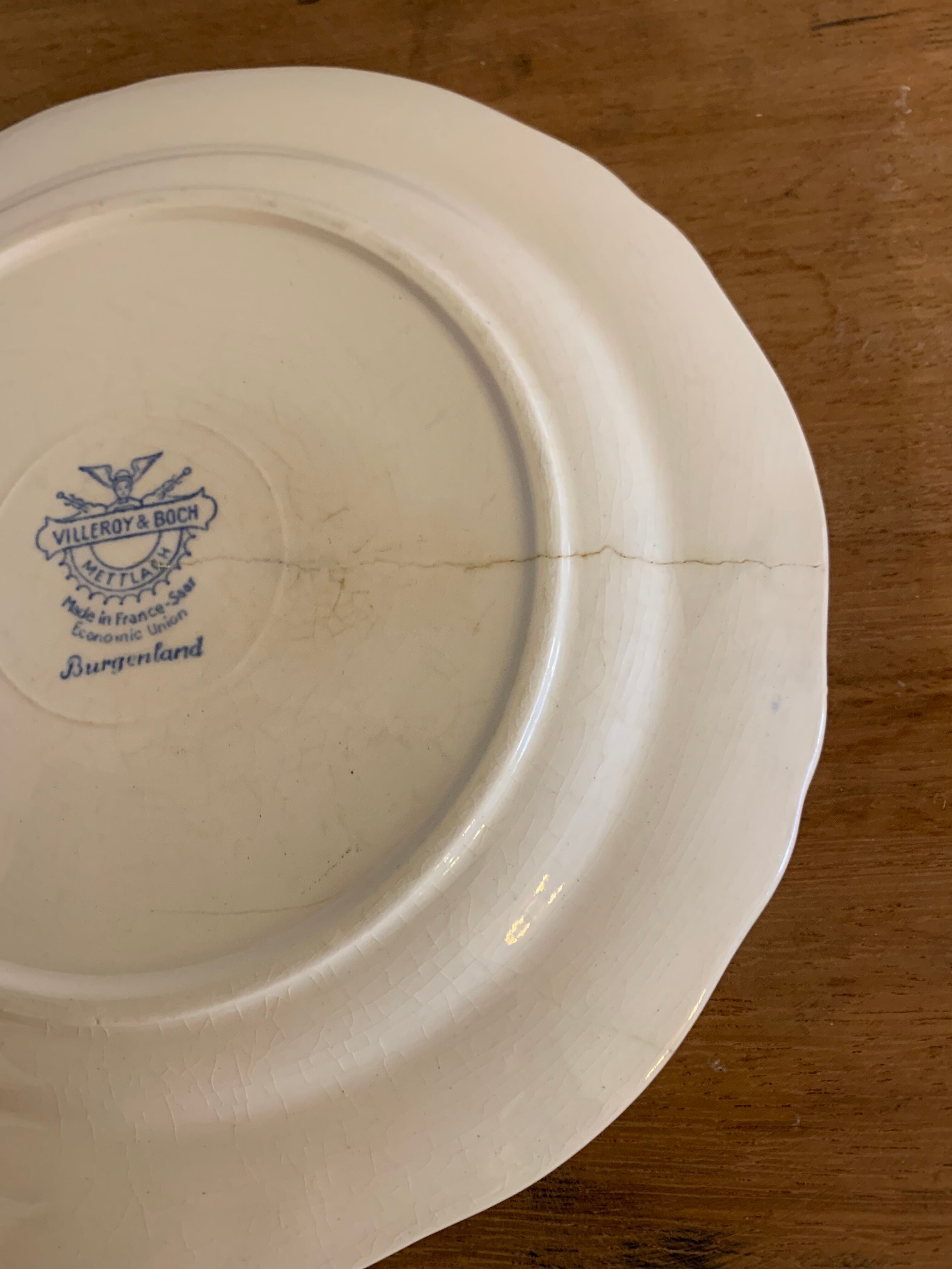 10 old blue earthenware dessert plates Burgenland Villeroy and Boch 1950