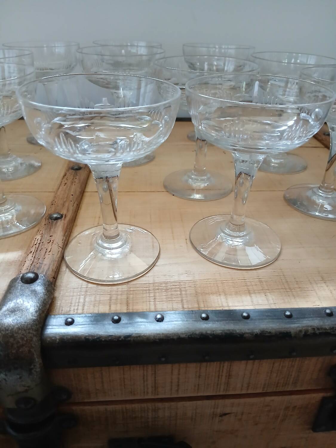 11 antique champagne glasses