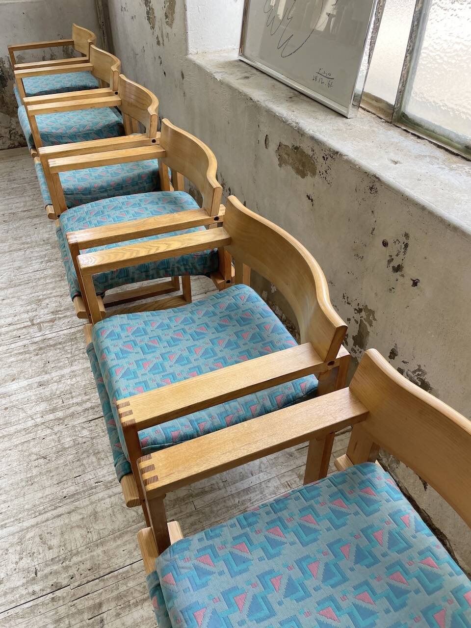 Set of 6 oak chairs with armrests Ate Van Apeldoorn