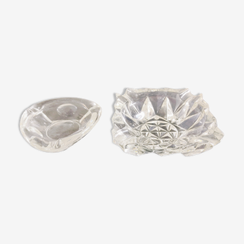 Set of two glass ashtrays