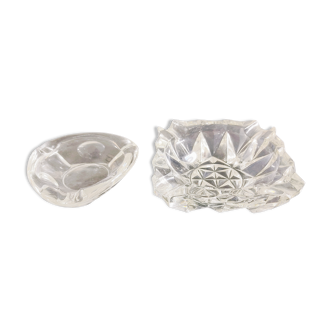 Set of two glass ashtrays