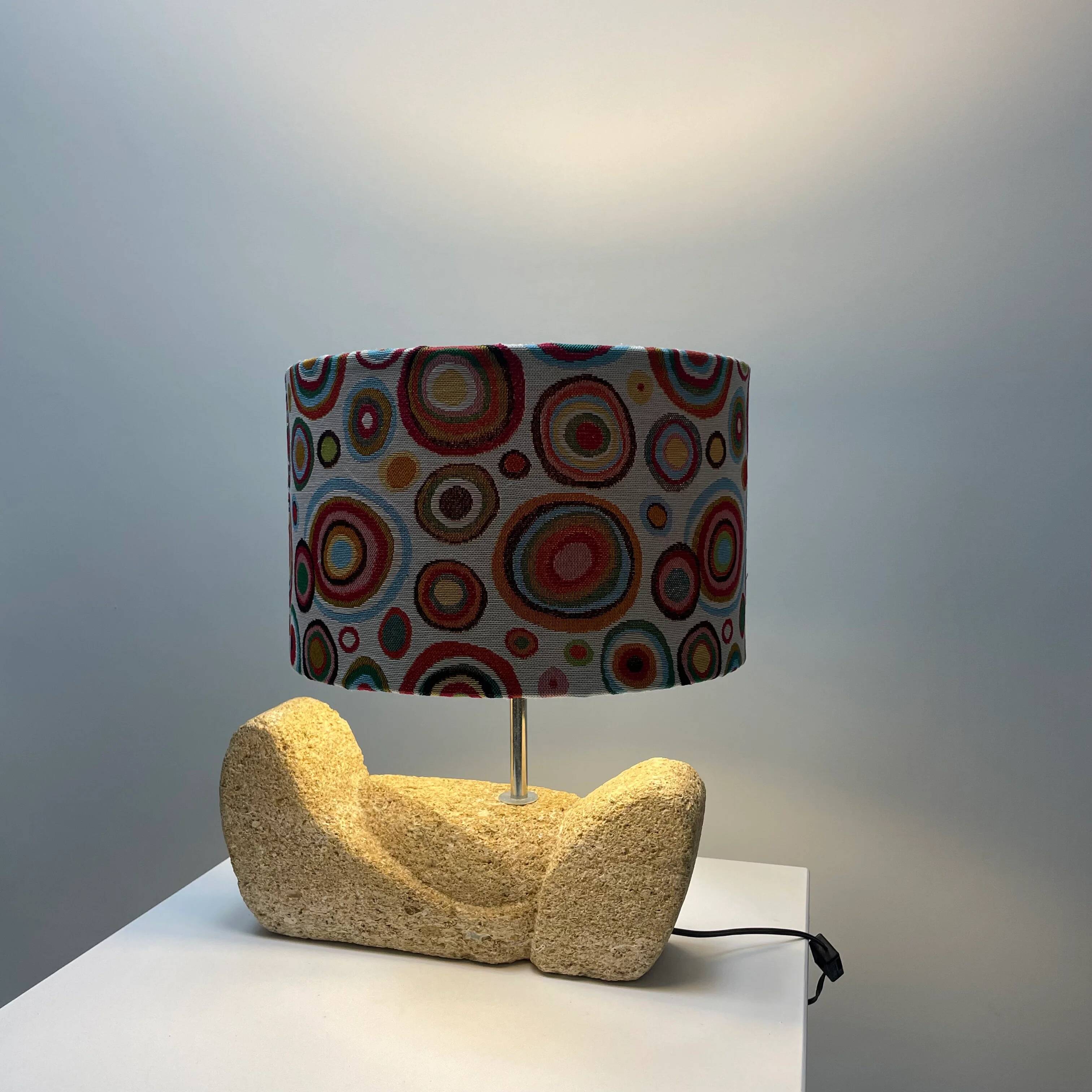 1960s organic French stone table lamp