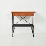 Scandinavian bedside table in mahogany and iron by IKEA, “Rolf” model