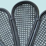 Vintage black rattan headboard 142cm