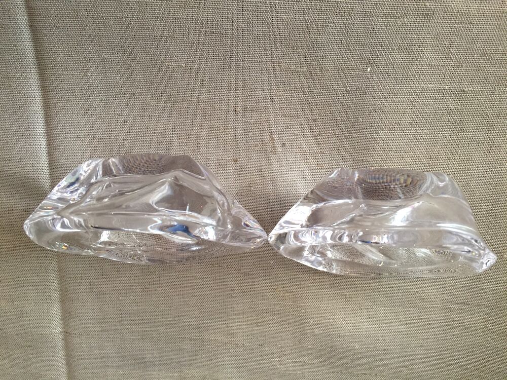 DUO OF CRYSTAL SALTERS SMALL SILVER METAL SPOONS