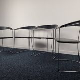 Set of 4 vintage Ursula chairs in black leather, Italian, from Arrben 1980