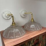 Pair of Art Deco glass gold wall sconces