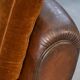 1920s convertible leather club bench with velvet seats