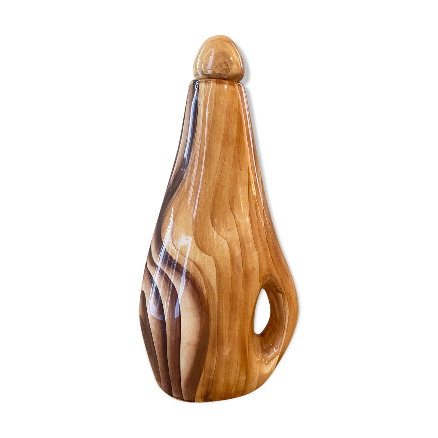 Ceramic bottle imitation wood