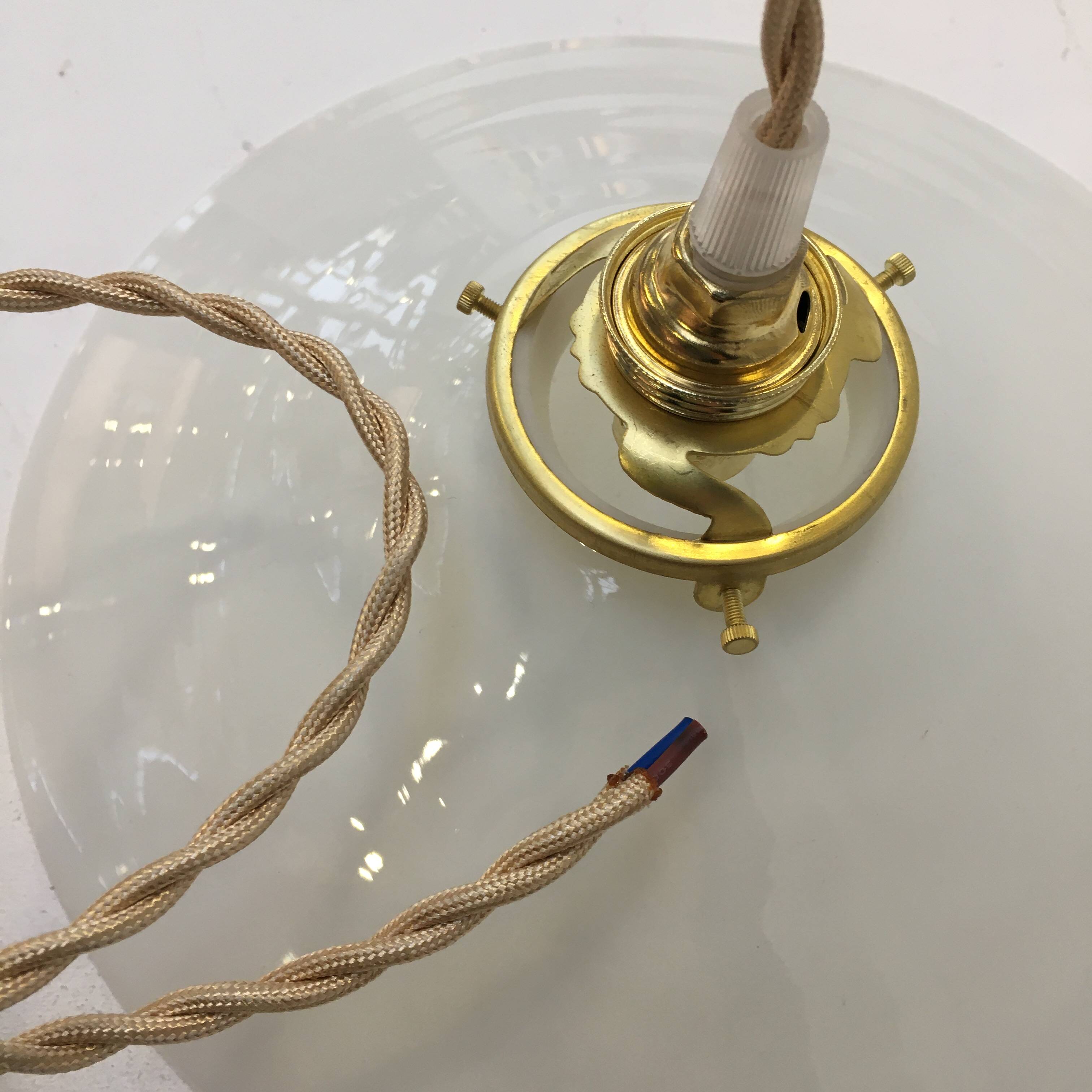 Vintage white opaline pendant light