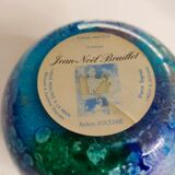 Set of two hand lacquered glass ball vases signed "Laque Line" and "Jean-Noel Bouillet"