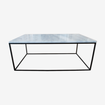 Table basse rectangulaire en marbre blanc carrare 120x60