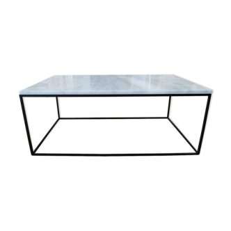 Table basse rectangulaire en marbre blanc carrare 120x60