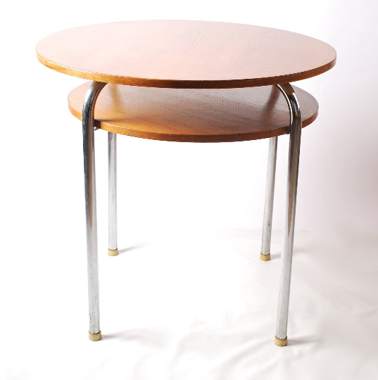 Bauhaus tubular steel cantilever table with underpanel ST 41 by Robert Slezák company