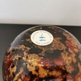 Vase boule en verre signé  Laque line