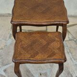 2 nesting tables in solid wood in Louis XV style