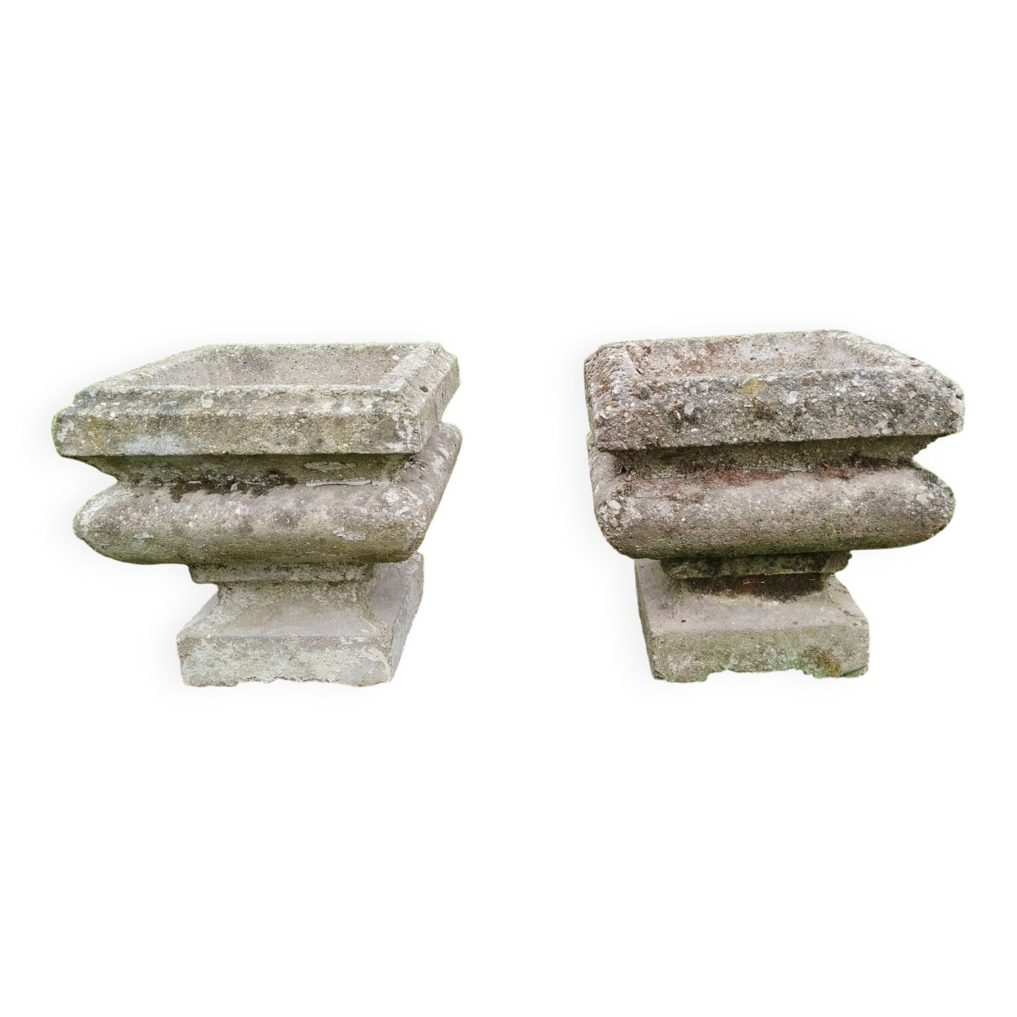 Pair of vintage antique stone Medici planters