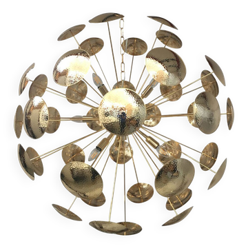 Lustre spoutnik à capuchon en laiton fait à la main