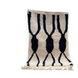 Moroccan Berber rug in black and white wool, size 150 x 250 cm