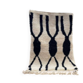 Moroccan Berber rug in black and white wool, size 150 x 250 cm