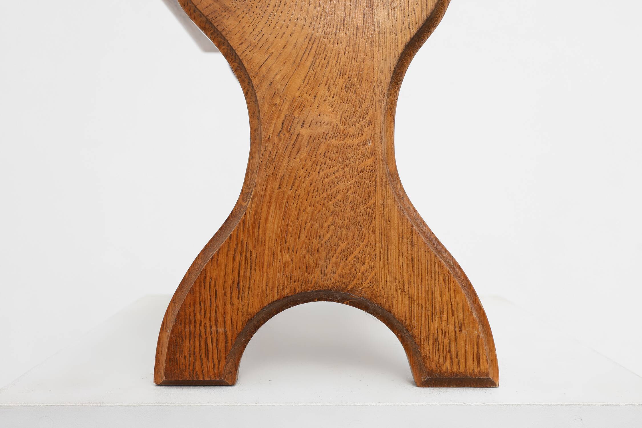 Sculptural hand-carved oak wooden stool, France, ca. 1900