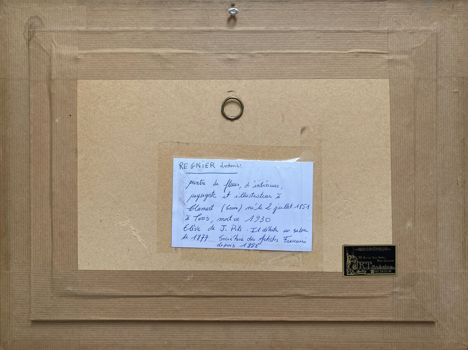 HSP painting "Garden corner" by Ludovic Regnier (1851-1930) student of Pils + frame