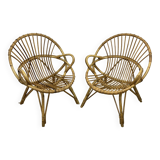 Pair of vintage rattan armchairs