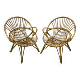 Pair of vintage rattan armchairs