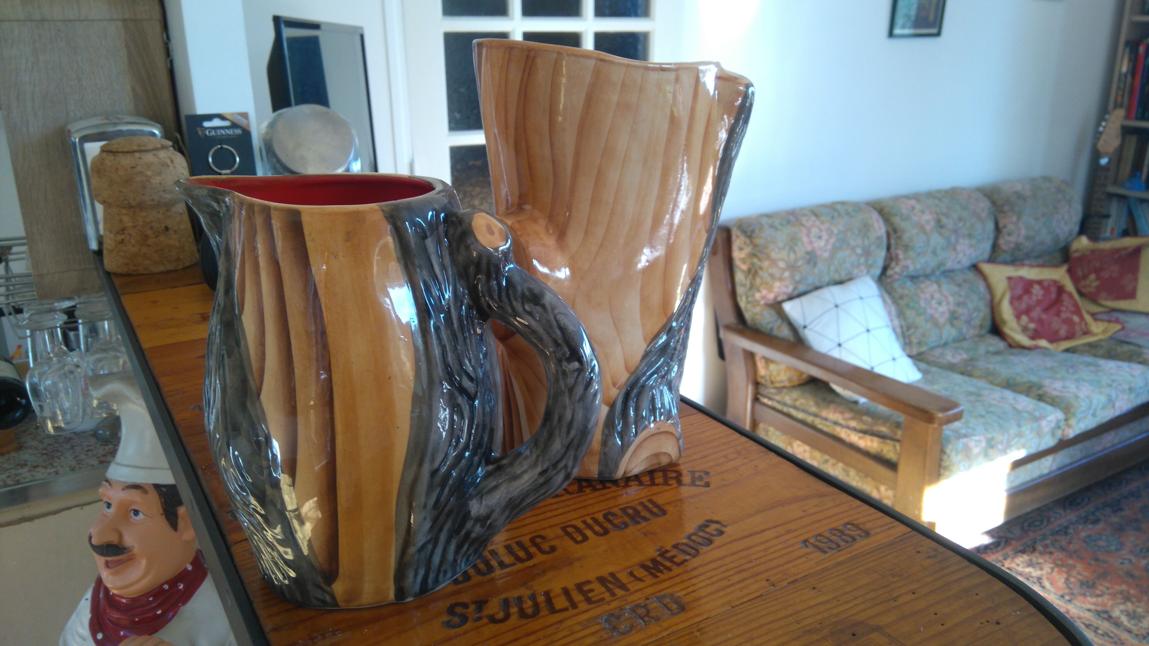 Duo of ceramics "wood" of Vallauris