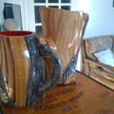 Duo of ceramics "wood" of Vallauris