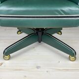 Mid-century green swivel office chair attributed to Umberto Mascagni, Italy, 1950s.