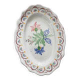 Plat antique ovale bouquet de fleurs