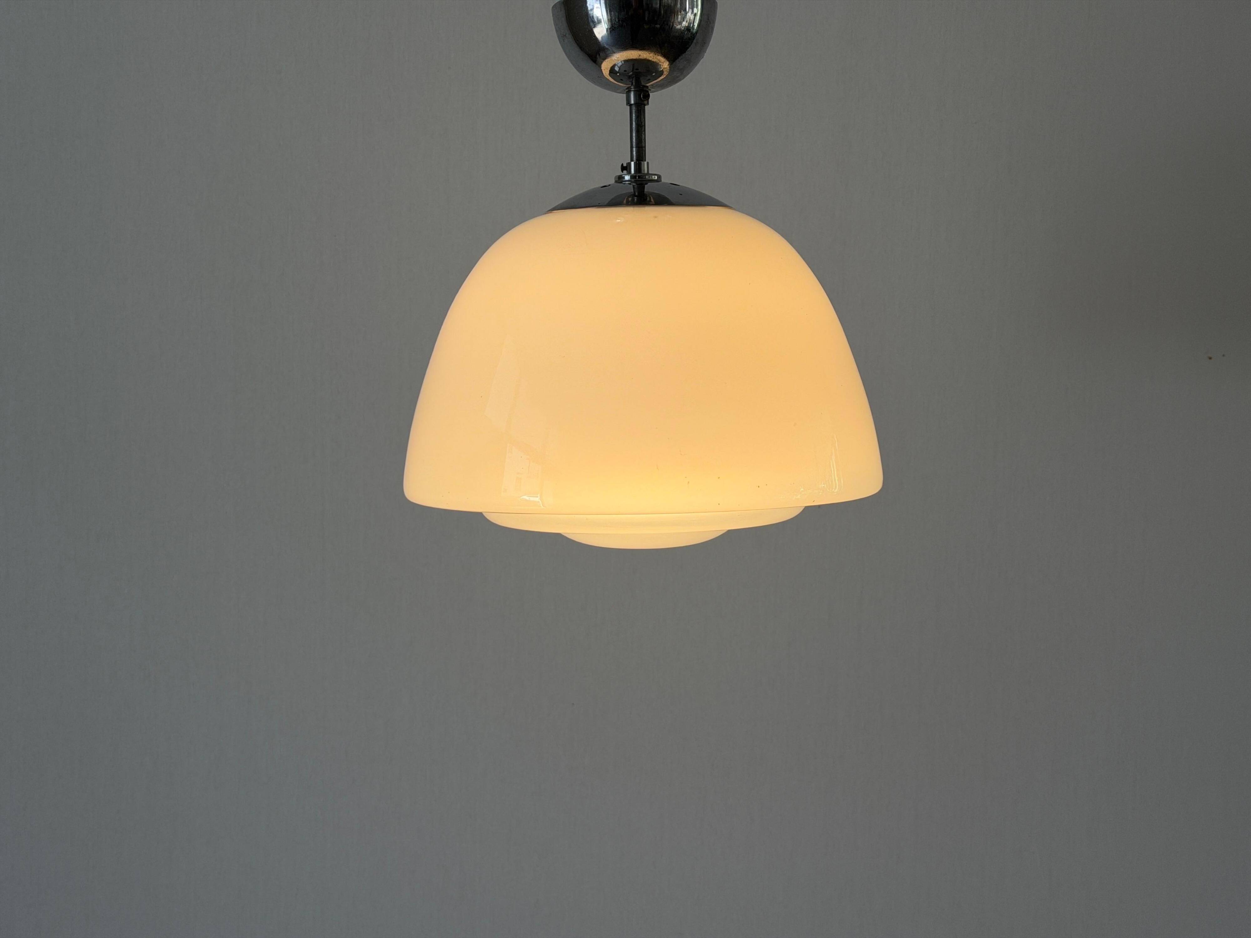 Opal glass ceiling light in Bauhaus style, Art Deco, 1940s, Germany