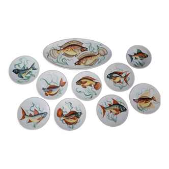 Vallauris cracked ceramic fish set