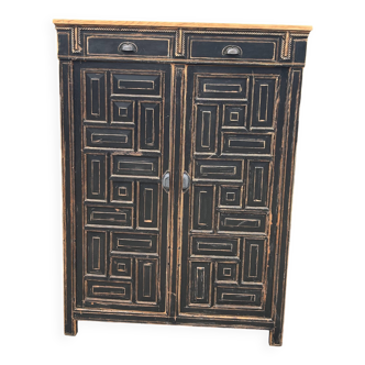 Storage furniture / Antique black wood and wood sideboard