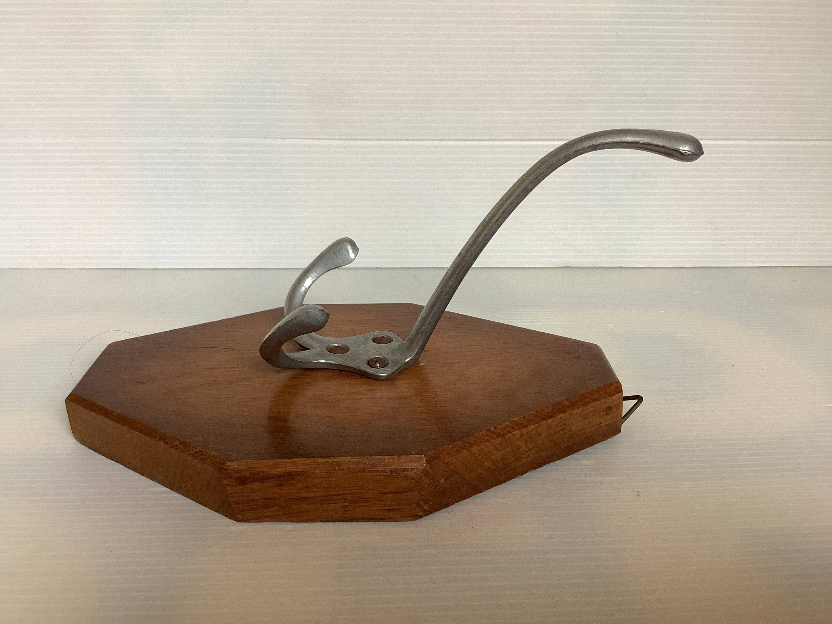 Old double wooden metal coat hook