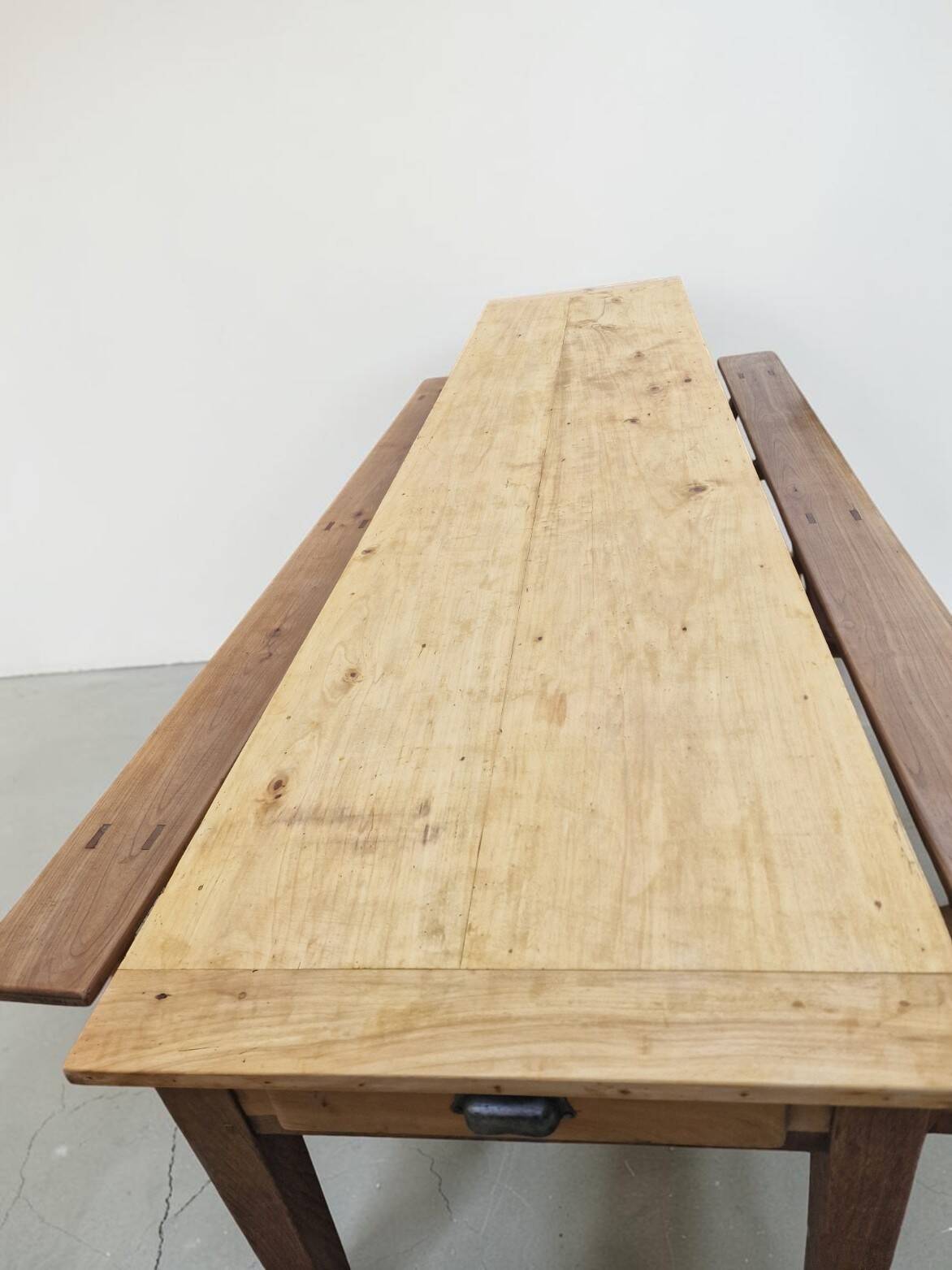 Large farmhouse table + two benches