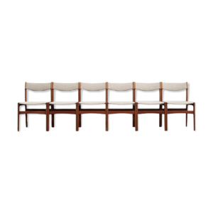 ensemble de six chaises en teck, design danois, années 70, production: Danemark