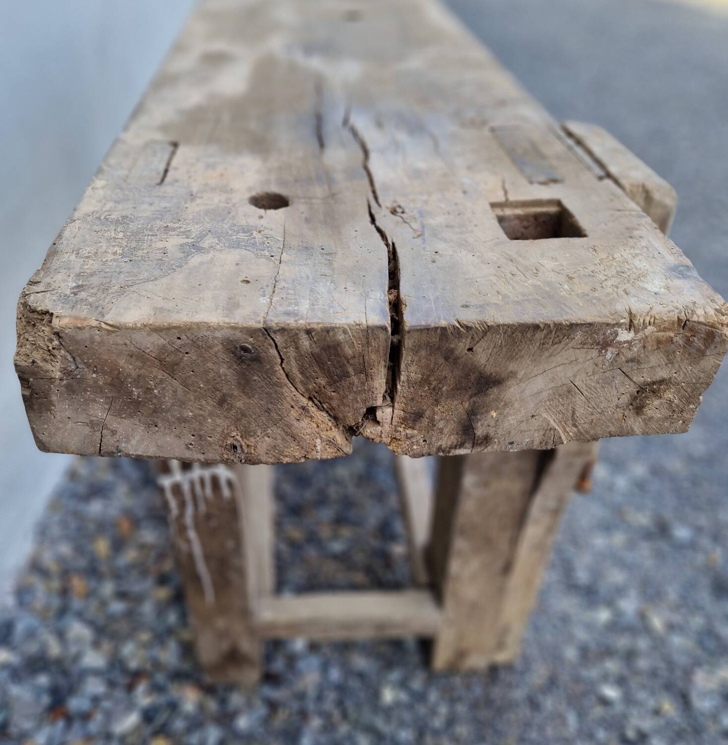 Antique solid wood workbench