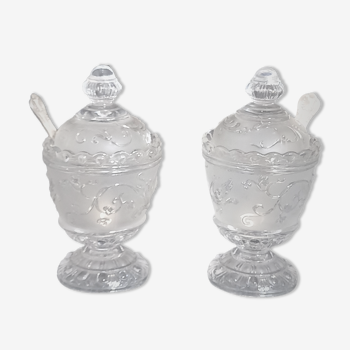 Former sugar bowl in Baccarat crystal with bird of paradise decoration