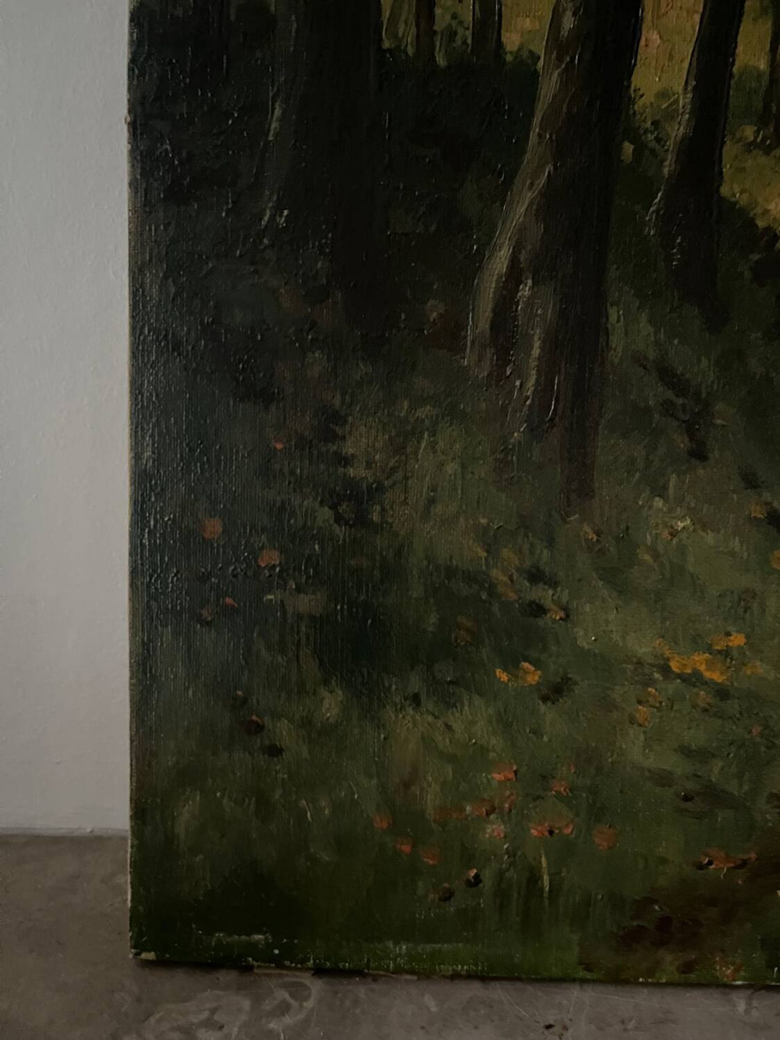 Cottage in the woods, oil on canvas signed