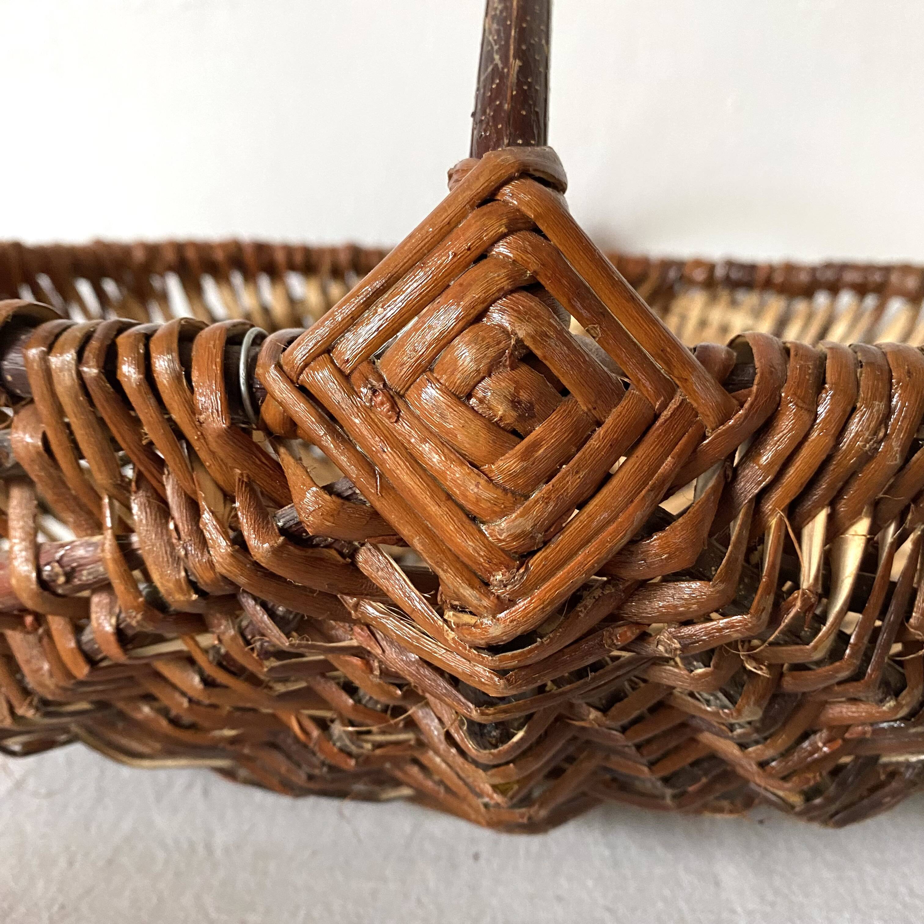 Wicker and hazel wood basket