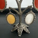 Vintage photo holder silver metal medallions